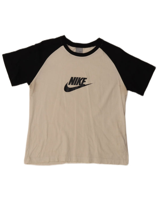 Camiseta Nike feminina gráfica Top UK 16/18 XL branco colorblock algodão