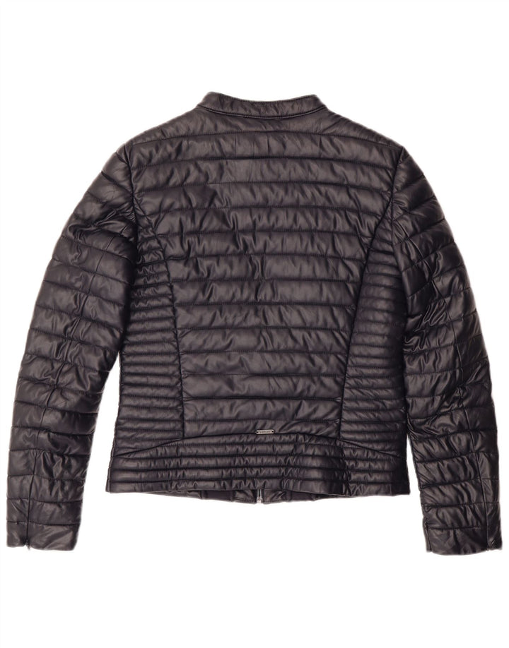 Jaqueta acolchoada feminina GUESS UK 14 poliuretano azul marinho médio