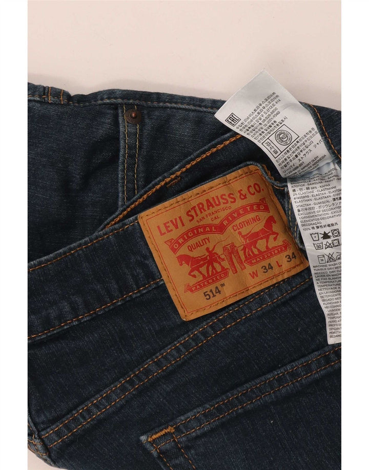 Levi's Masculino 514 Straight Jeans W34 L34 Azul Marinho Algodão