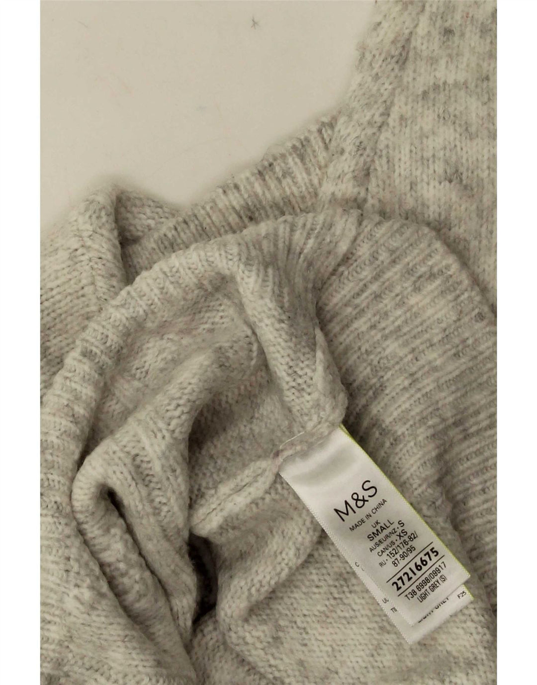 Suéter masculino Marks & Spencer com gola polo e acrílico manchado cinza pequeno