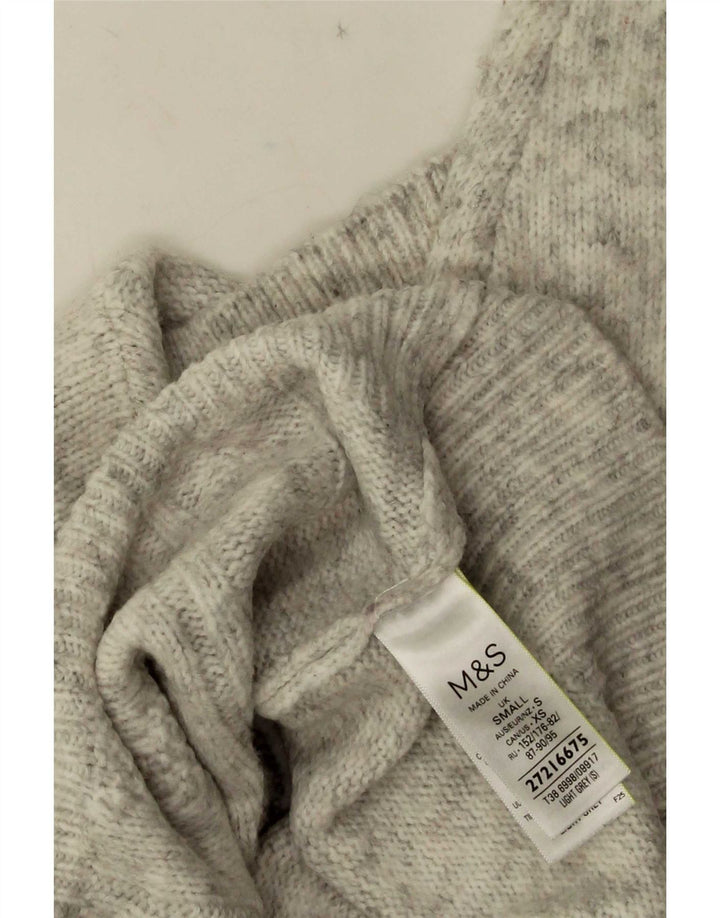 Suéter masculino Marks & Spencer com gola polo e acrílico manchado cinza pequeno