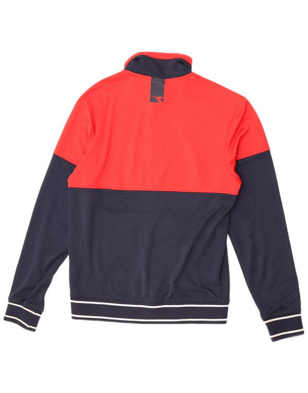 Diadora Womens Tracksuit Top Jacket UK 18 XL Vermelho Colourblock Poliéster