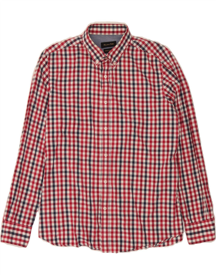 MASSIMO DUTTI Mens Shirt XL Red Check Cotton Vintage Massimo Dutti and Second-Hand Massimo Dutti from Messina Hembry 