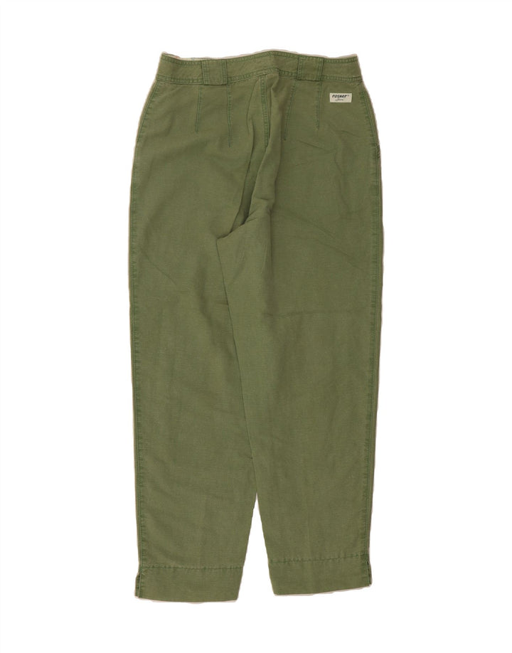 ROSNER Womens Tapered Cropped Trousers EU 40 Medium W28 L26 Green Cotton Vintage Rosner and Second-Hand Rosner from Messina Hembry 