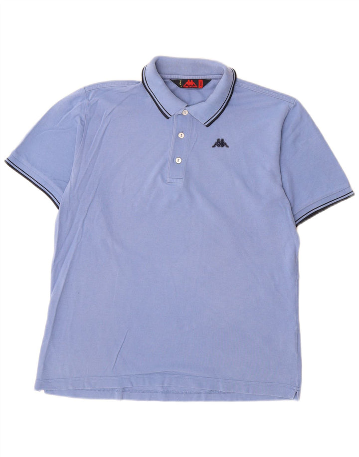 Camisa polo masculina Kappa La Polo pequena azul algodão