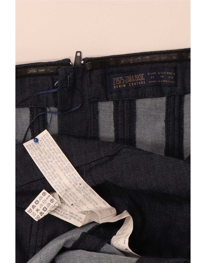 Vestido sem alças feminino Zara Reino Unido 12 algodão azul marinho médio