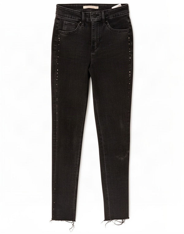 Levi's Womens 721 High Rise Skinny Jeans W25 L28 Black Cotton