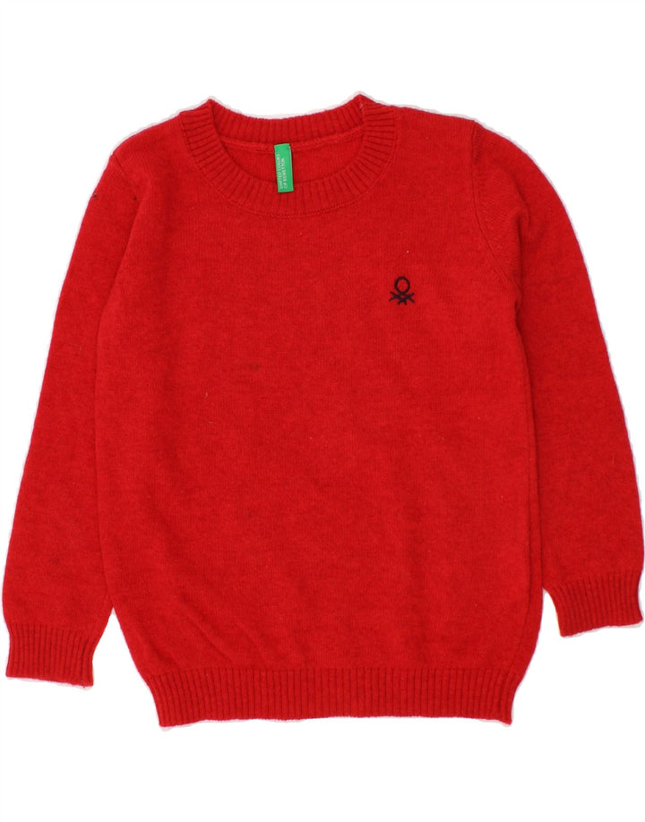 BENETTON Baby Boys Boat Neck Jumper Sweater 18-24 Months Red Wool Vintage Benetton and Second-Hand Benetton from Messina Hembry 