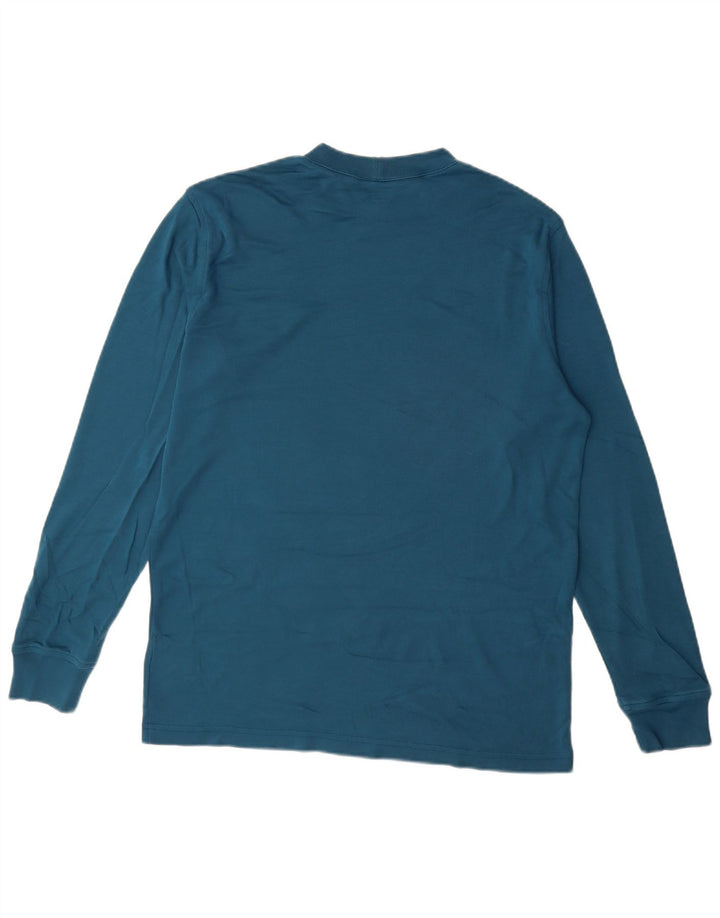 Lands End Mens Top Manga Longa Médio Algodão Azul