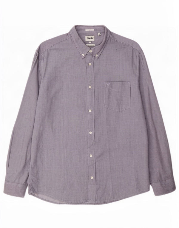 Wrangler Camisa masculina slim 2XL algodão listrado azul