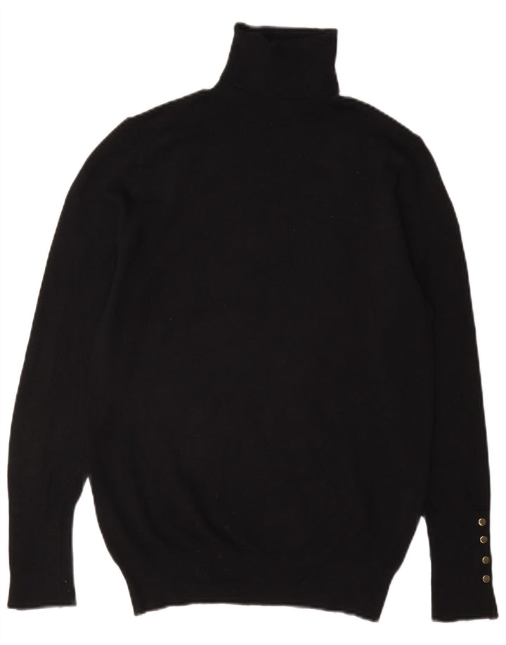 Zara Suéter feminino com gola redonda e gola alta Reino Unido 12 médio preto