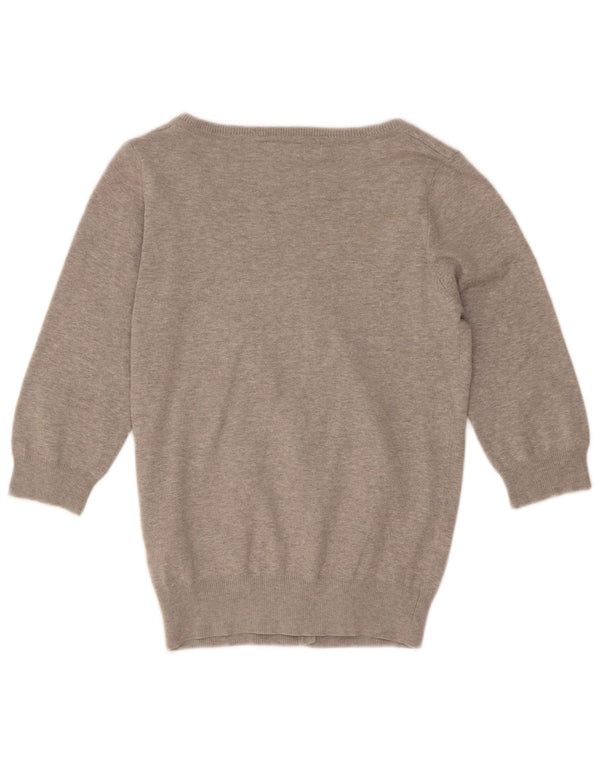 Suéter cardigã feminino Zara manga 3/4 Reino Unido 18 XL cinza manchado