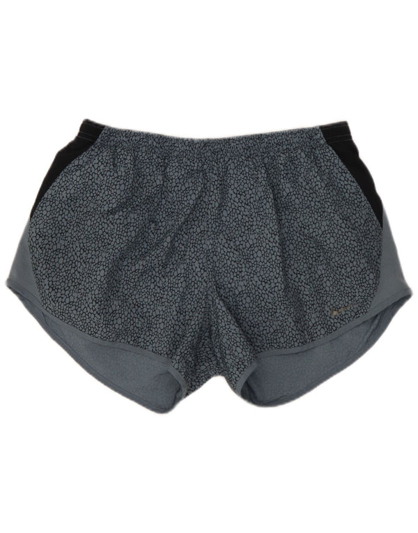 Shorts esportivos femininos NIKE Dri Fit UK 12 médio azul colorblock poliéster