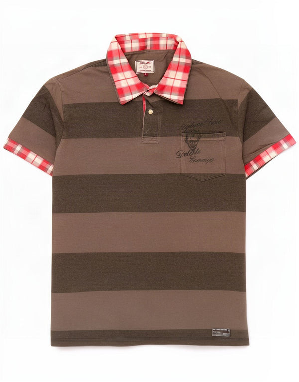 Camisa polo masculina de rugby Jack & Jones grande listrada cinza