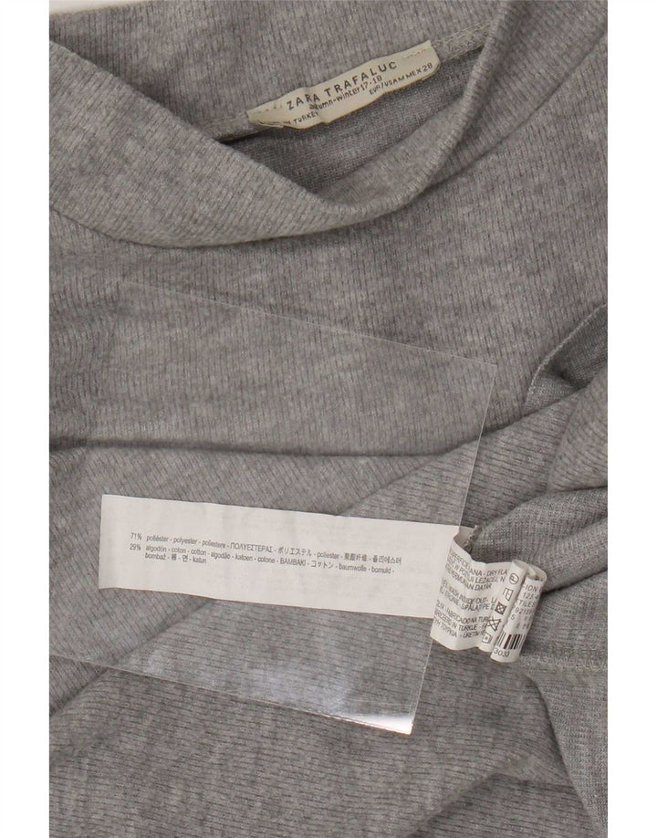 Zara Camiseta Feminina Trafaluc Crop Top UK 14 Poliéster Cinza Médio