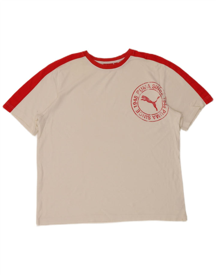 Camiseta masculina gráfica PUMA Top XL branco algodão colorblock