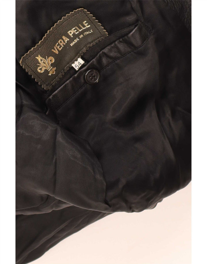Casaco de couro masculino vintage IT 54 2XL preto
