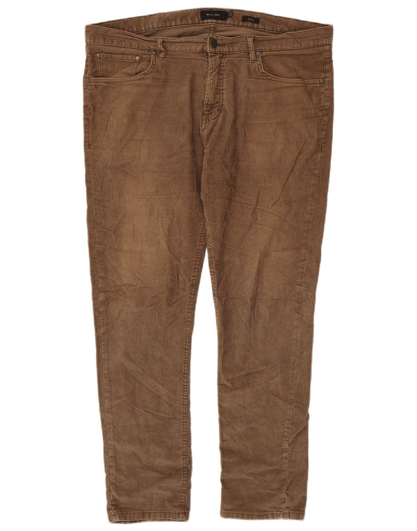 Calça masculina de veludo Massimo Dutti Slim Fit UE 46 XL W36 L30 marrom
