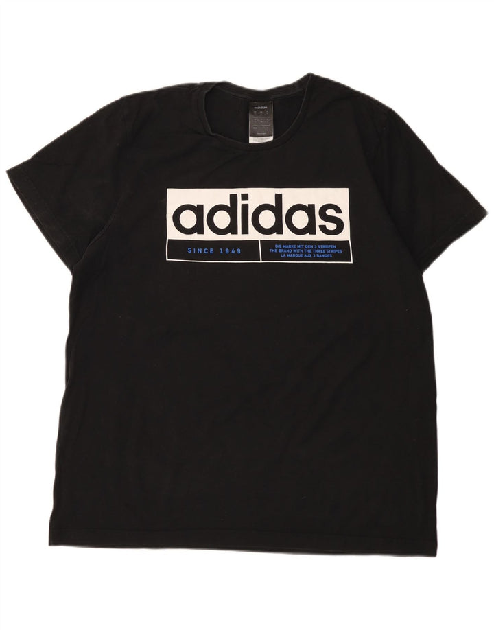 Adidas Mens Graphic T-Shirt Top Médio Algodão Preto