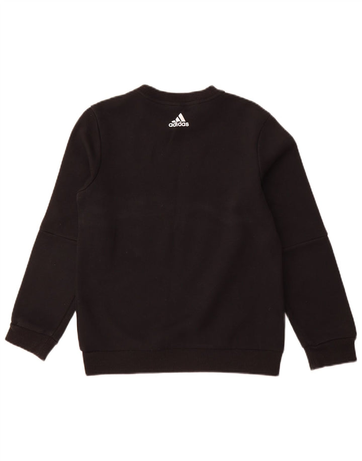 ADIDAS Meninos Graphic Sweatshirt Jumper 11-12 Anos Preto Colorblock Algodão