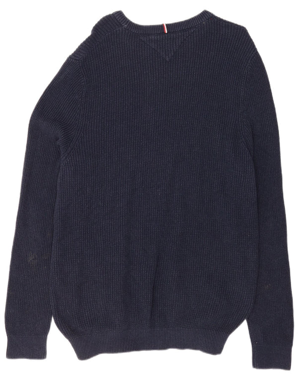 Tommy Hilfiger Suéter masculino com gola redonda 2XL algodão azul marinho