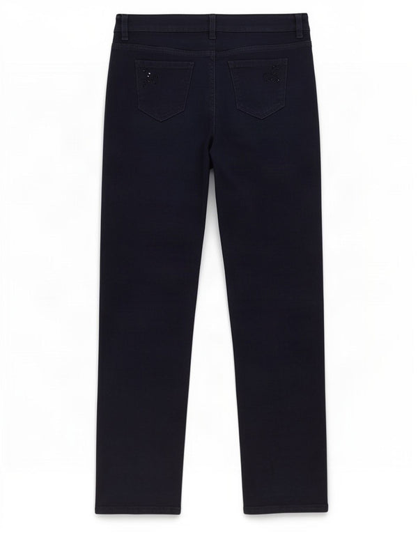 Jeans retos femininos Marks & Spencer Reino Unido 10 pequeno W30 L29 algodão azul marinho