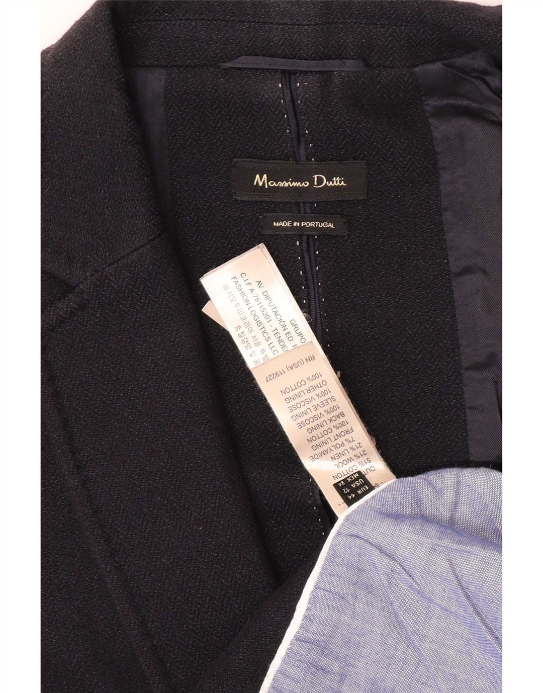 Jaqueta blazer feminina Massimo Dutti com 1 botão EU 44 XL algodão preto