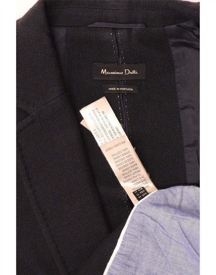 Jaqueta blazer feminina Massimo Dutti com 1 botão EU 44 XL algodão preto
