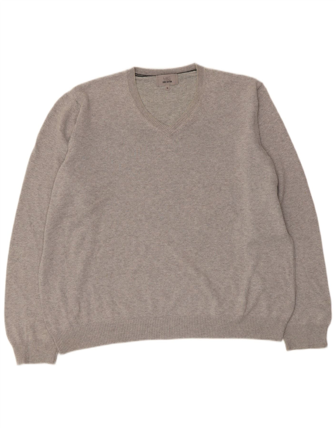 Suéter masculino Marks & Spencer com decote em V XL algodão cinza