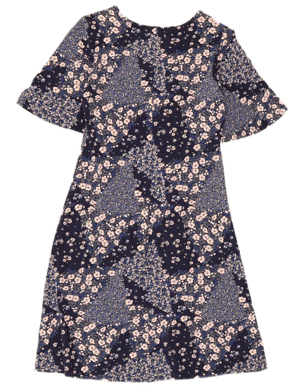 Vestido feminino Marks & Spencer A-Line Reino Unido 8 pequeno azul marinho floral viscose