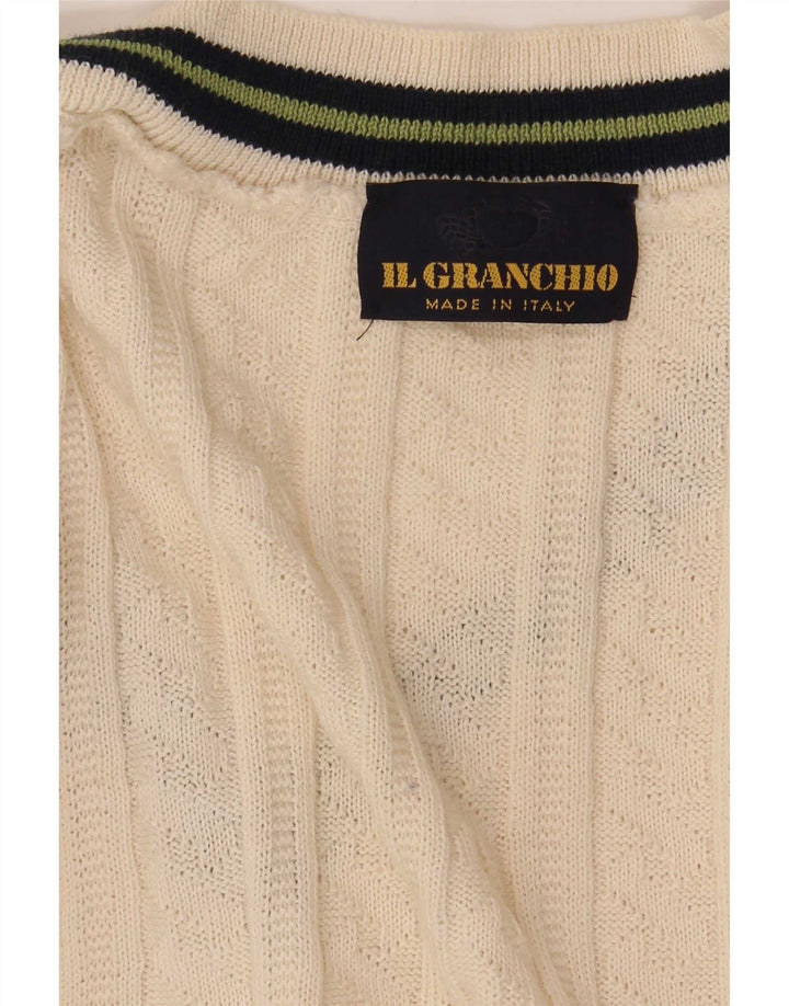 Il Granchio Suéter masculino com decote em V médio off white