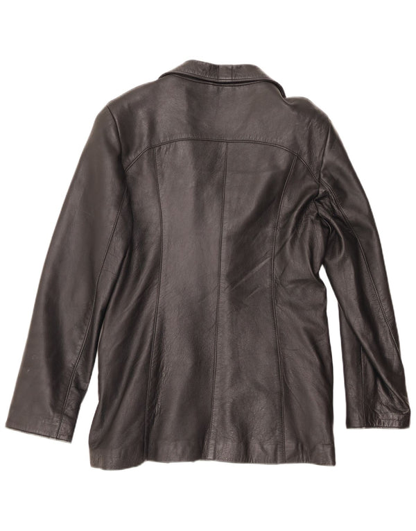 Jaqueta blazer feminina de couro com 3 botões Davin IT 44 médio preto