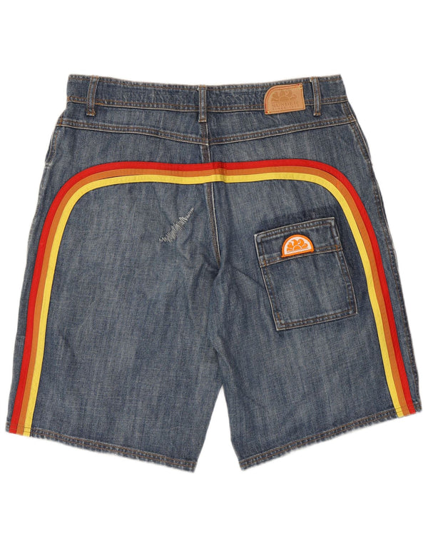Shorts jeans masculino SUNDEK W36 grande algodão listrado azul