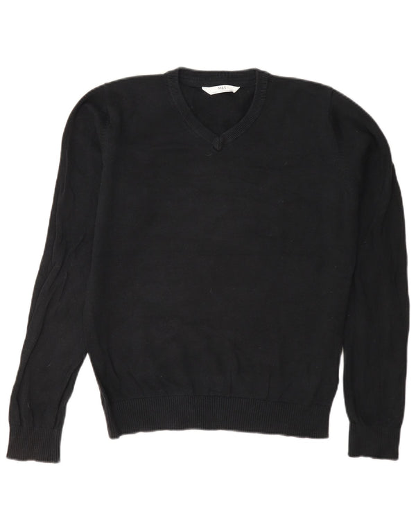 Suéter masculino Marks & Spencer Slim com decote em V 12-13 anos algodão preto