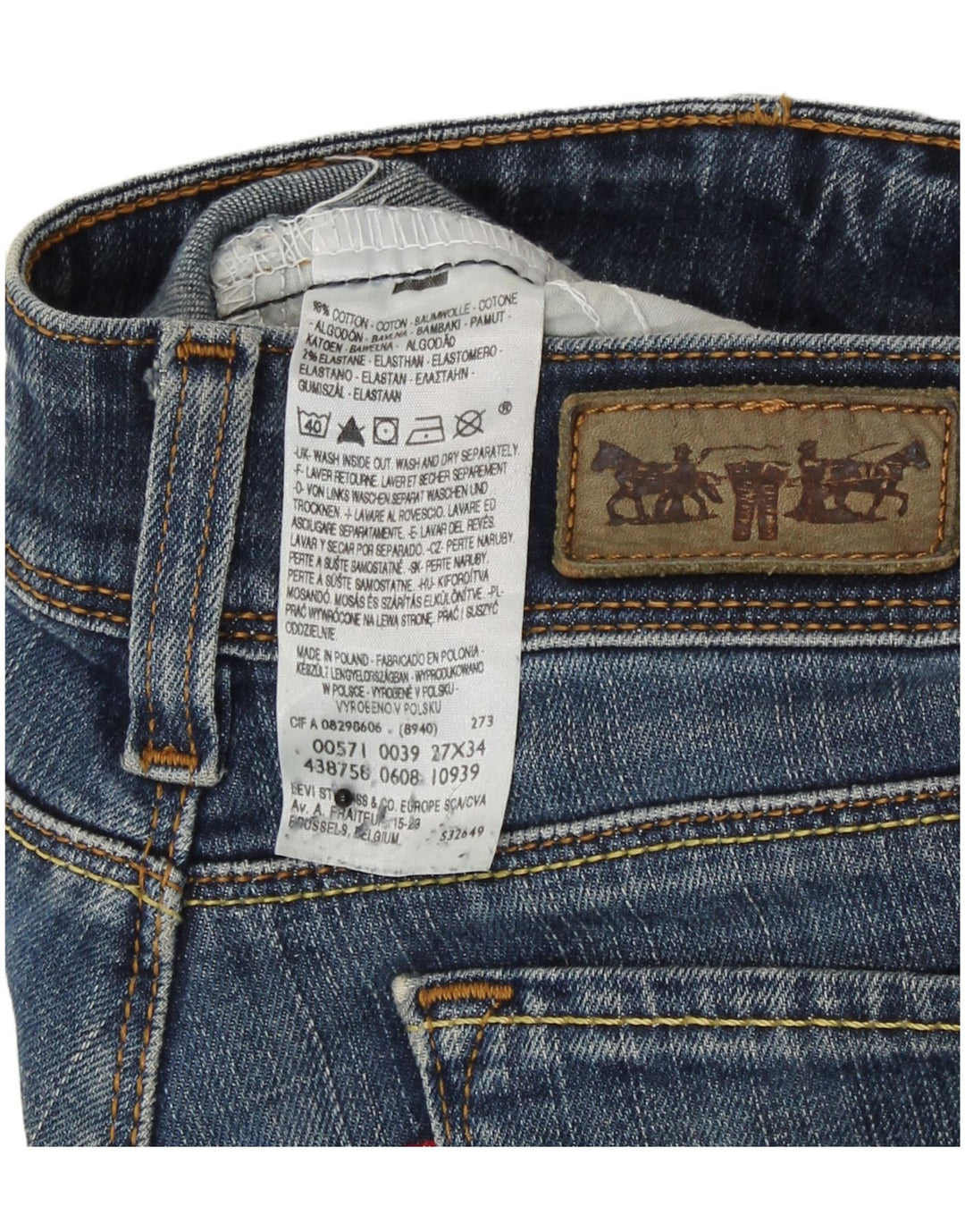 Calça jeans feminina Levi's 571 Slim W27 L31 azul algodão