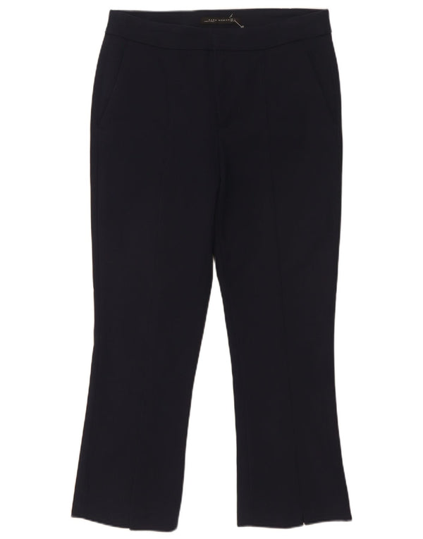 Calça feminina Zara Bootcut Chino pequena W29 L26 azul marinho