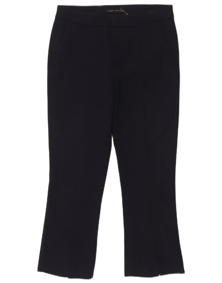 Calça feminina Zara Bootcut Chino pequena W29 L26 azul marinho