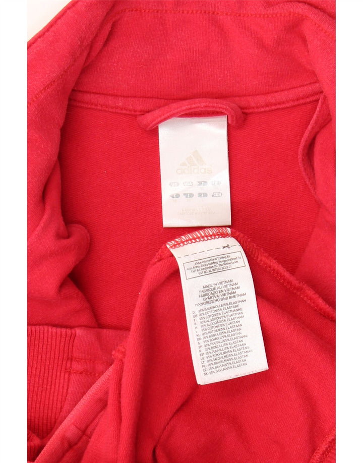 ADIDAS Womens Tracksuit Top Jacket UK 12 Médio Algodão Vermelho