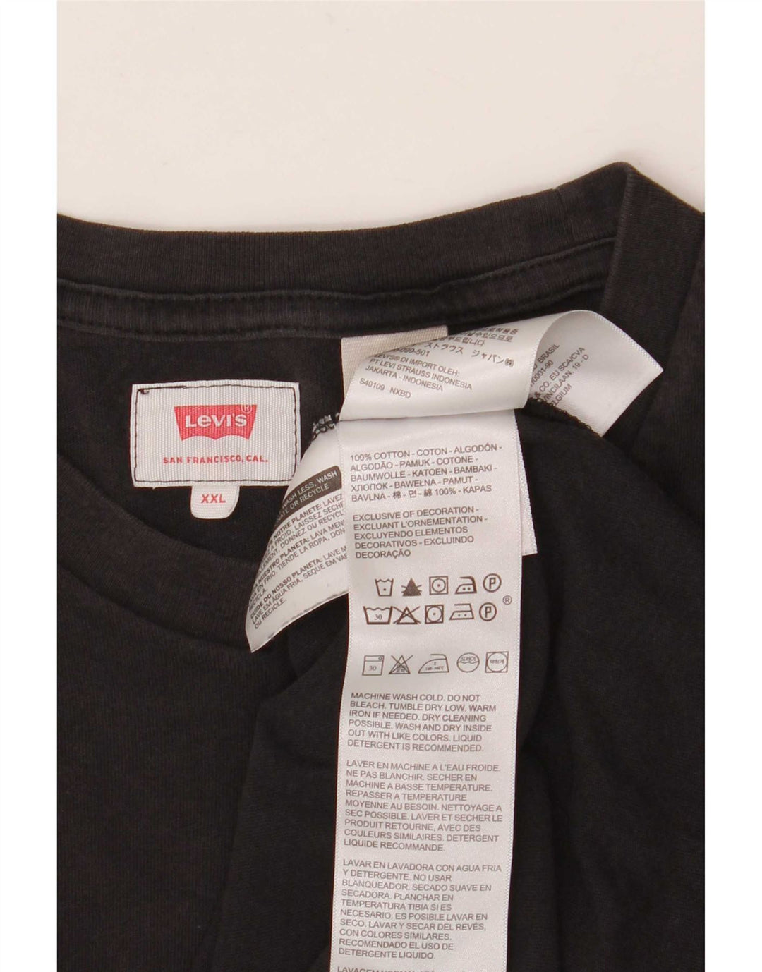 Camiseta masculina Levi's Top 2XL algodão preto