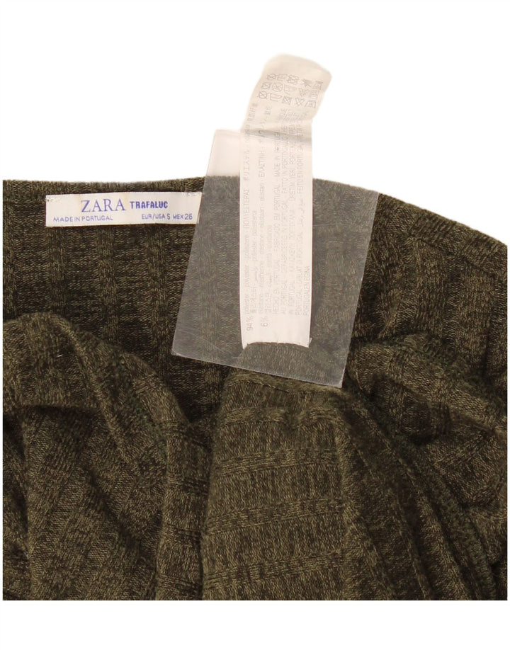 Zara Camiseta Feminina Trafaluc Top UK 8 Pequeno Poliéster Cáqui