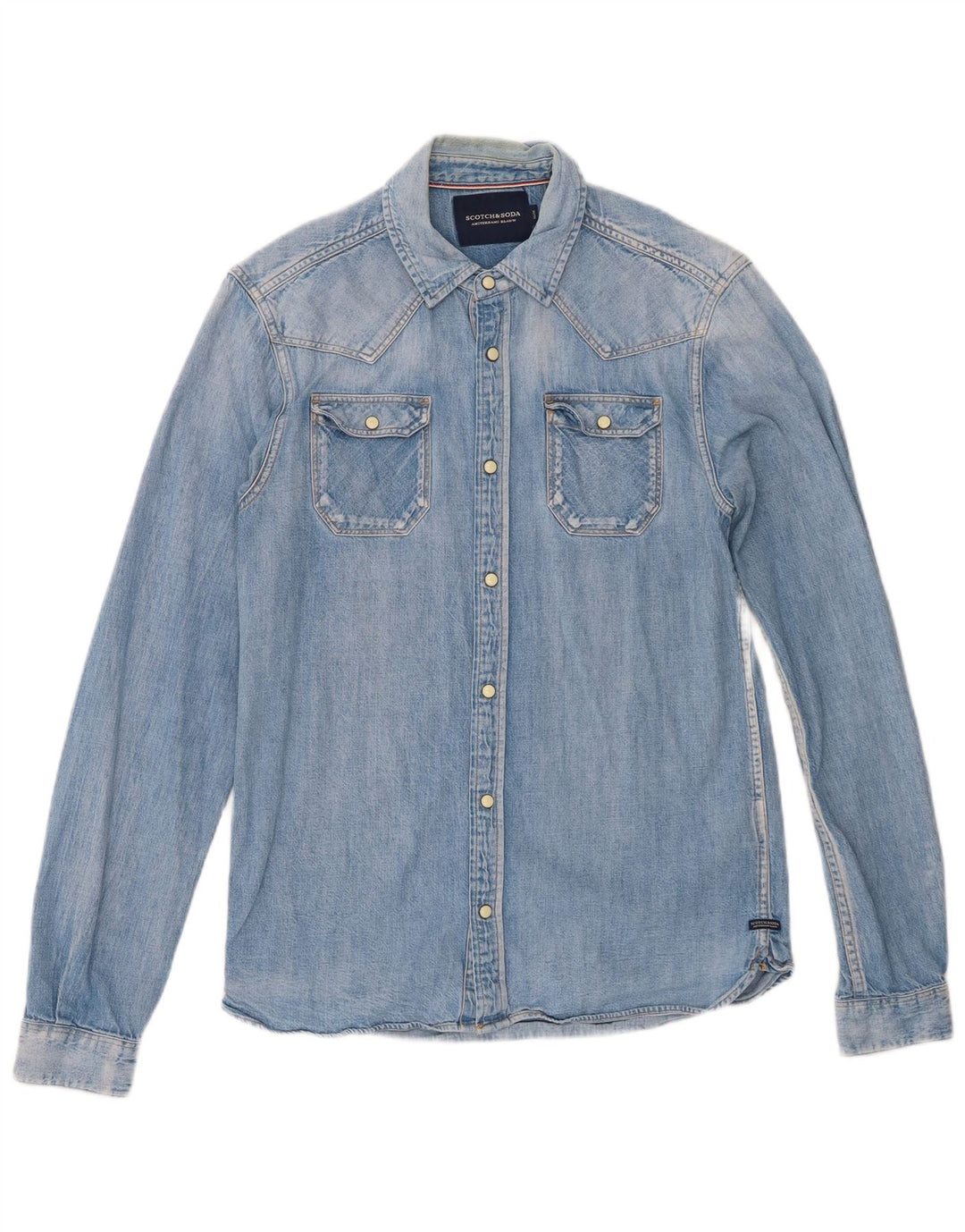 Camisa jeans slim masculina Scotch & Soda de algodão azul médio