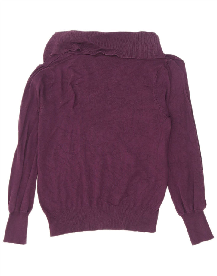 Suéter feminino Marks & Spencer com gola redonda e viscose roxa média Reino Unido 14