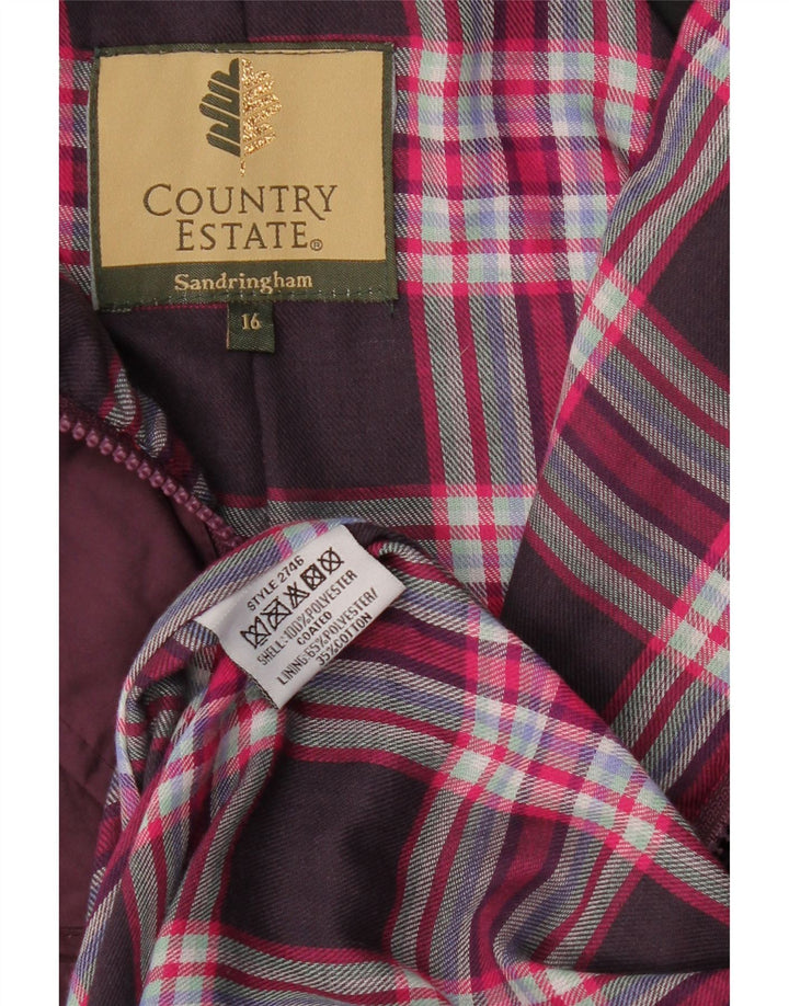 COUNTRY ESTATE Casaco feminino oversized com capa UK 16 grande roxo poliéster
