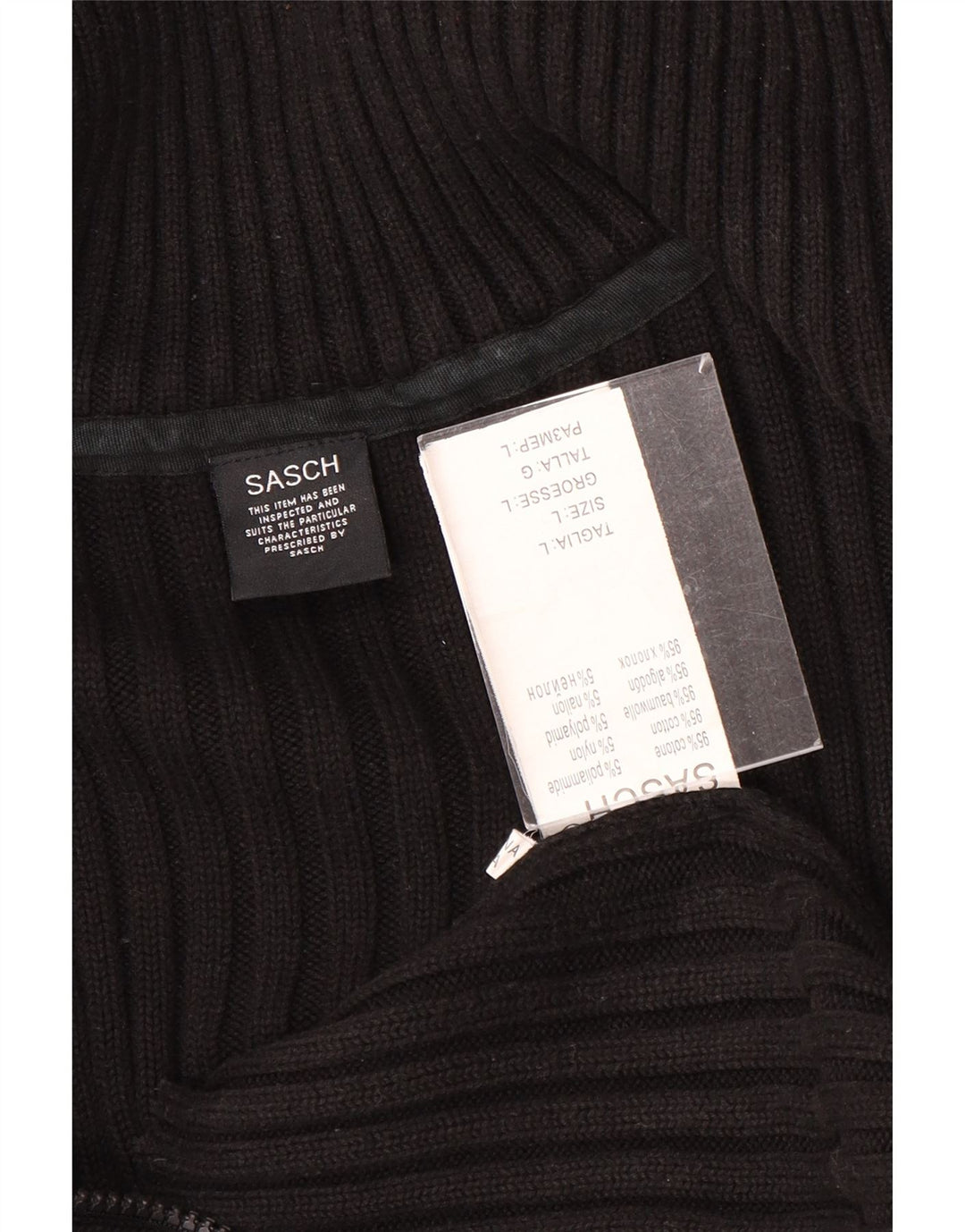 Suéter cardigã feminino Sasch Reino Unido 16 grande algodão preto