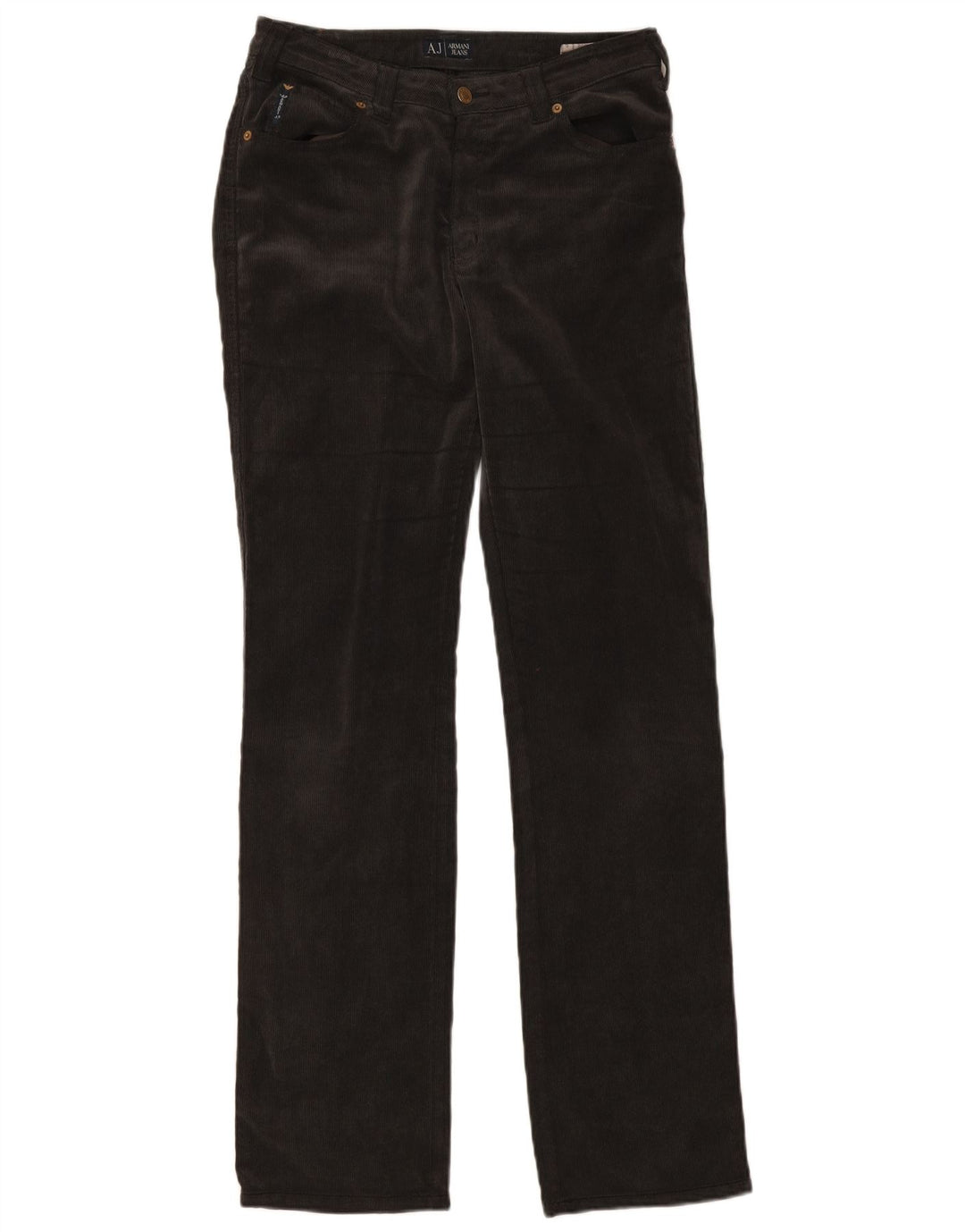 Calça feminina reta de veludo Armani W31 L34 cinza poliéster