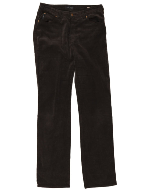 Calça feminina reta de veludo Armani W31 L34 cinza poliéster