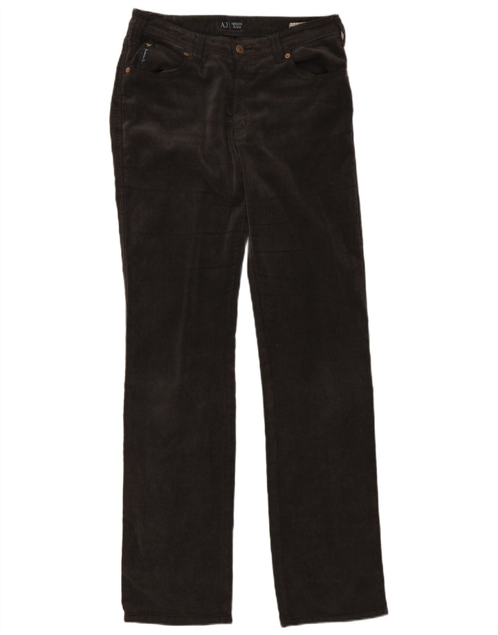 Calça feminina reta de veludo Armani W31 L34 cinza poliéster
