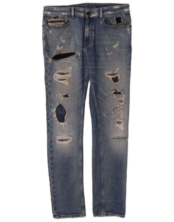 Calvin Klein Jeans masculino desgastado slim W32 L34 algodão azul