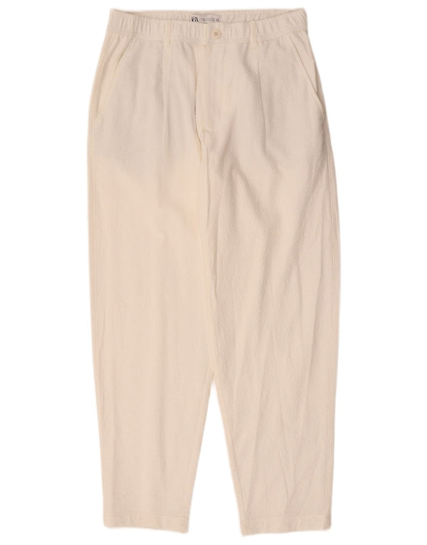 Calça Chino masculina Zara Pegged médio W31 L29 algodão branco
