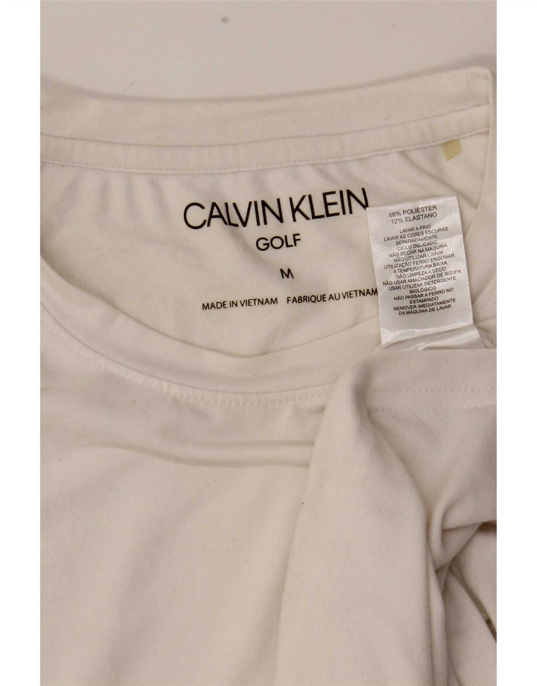 Camiseta masculina Calvin Klein Top médio branco poliéster